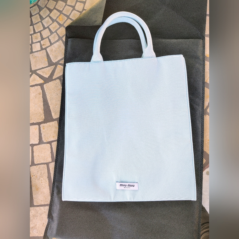 Miu Miu Luxury Beauty Tote Bag Sky Blue Color with Dust Bag New Limited Edition
